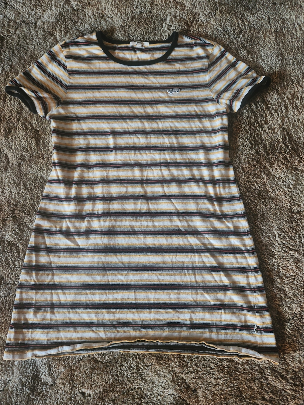 VAN's Striped Short Sleeve Tee Dress - Yellow/Black